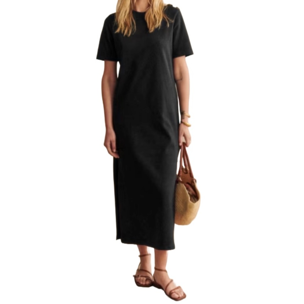 Classic Black Button-Shoulder Midi Dress - Picture 7 of 8